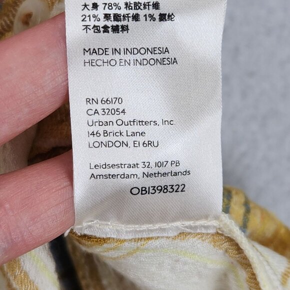 Pilcro Shirt Womens Medium Yellow Plaid Side Slit Maxi Tunic Button Down NEW - Picture 11 of 13